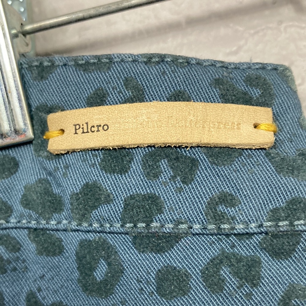Pilcro And The Letterpress Blue Velvet Leopard Print Pants Women's Size … - Picture 15 of 16